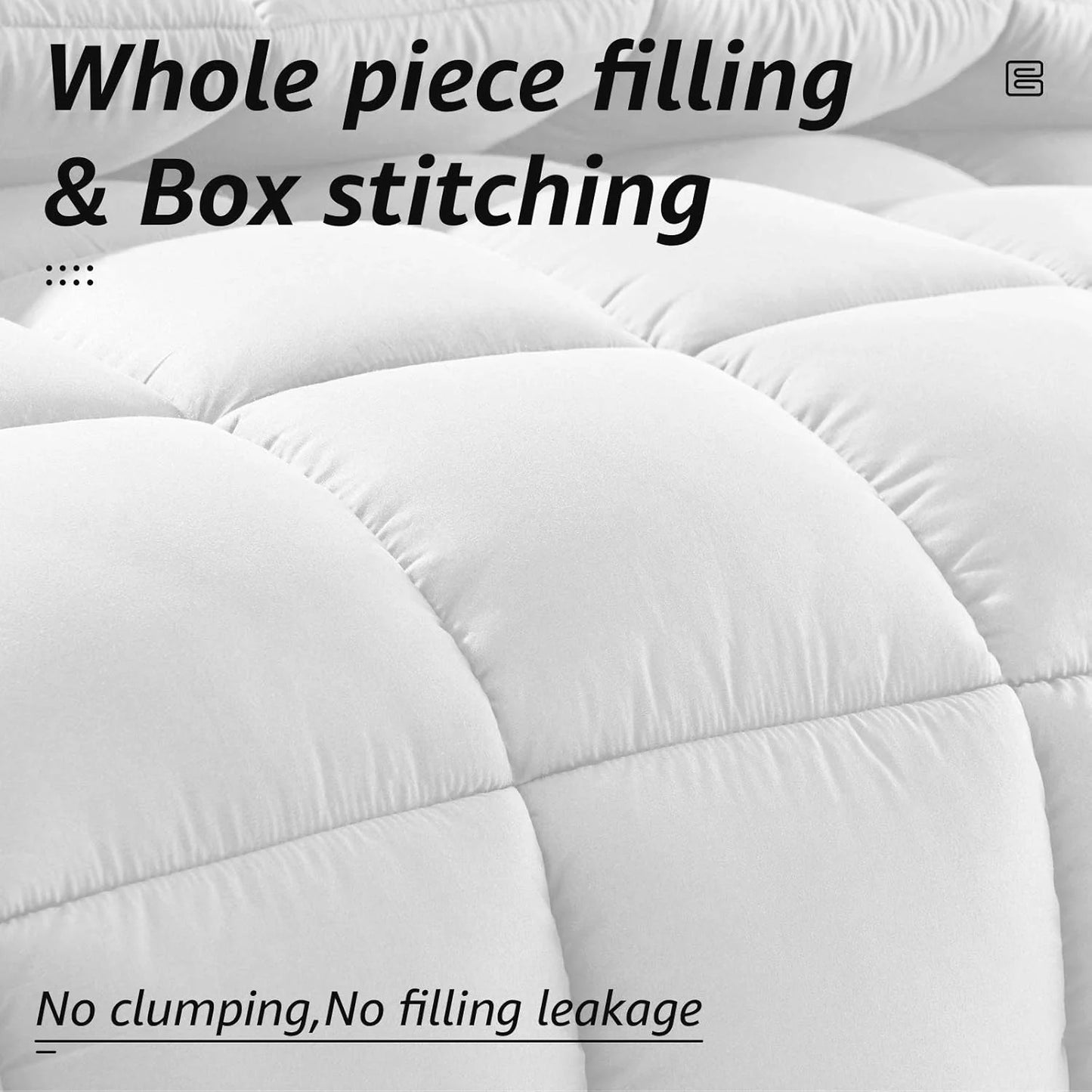 Quilted Down Alternative Comforter – Box-Stitched with Corner Tabs (White)
