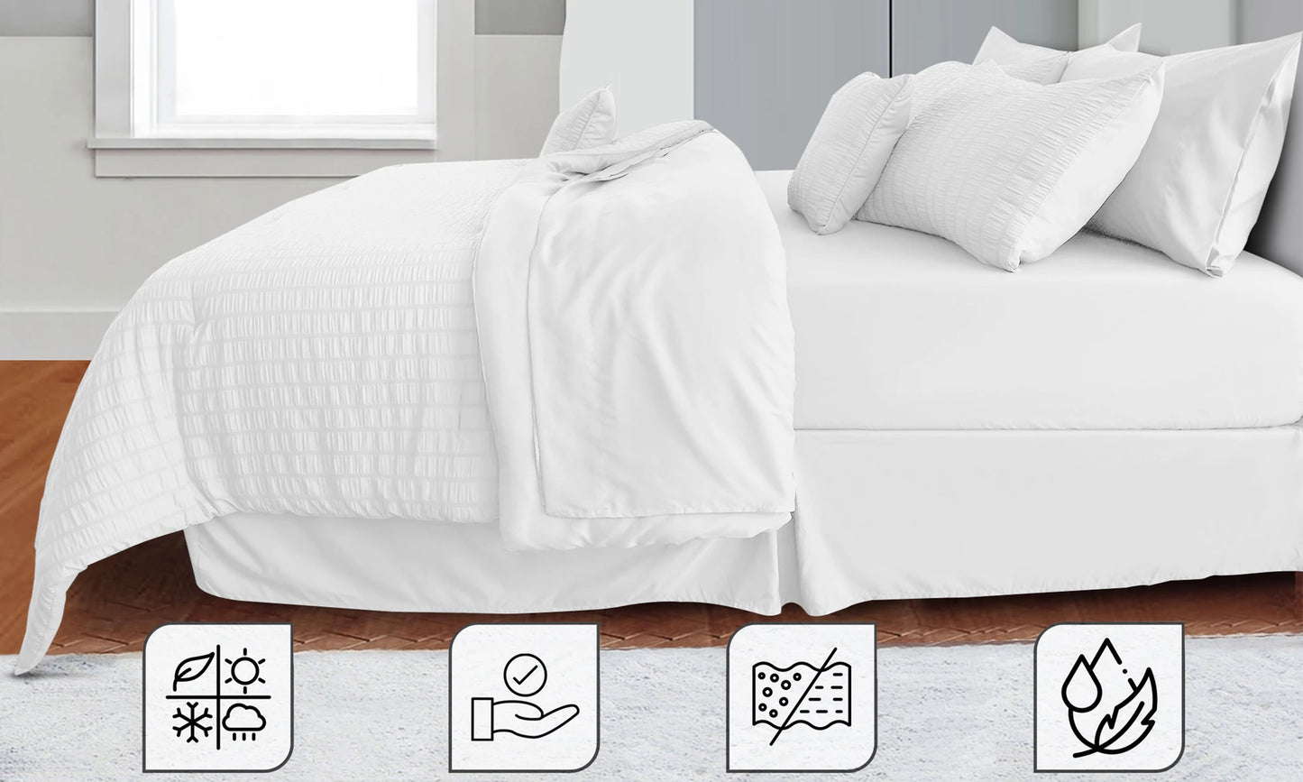 Seersucker 10-Piece Lightweight Comforter Set with Sheets