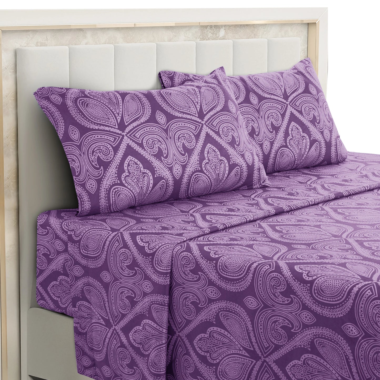 Lux Decor 4-Piece Paisley Bed Sheet Set – Soft Brushed Microfiber