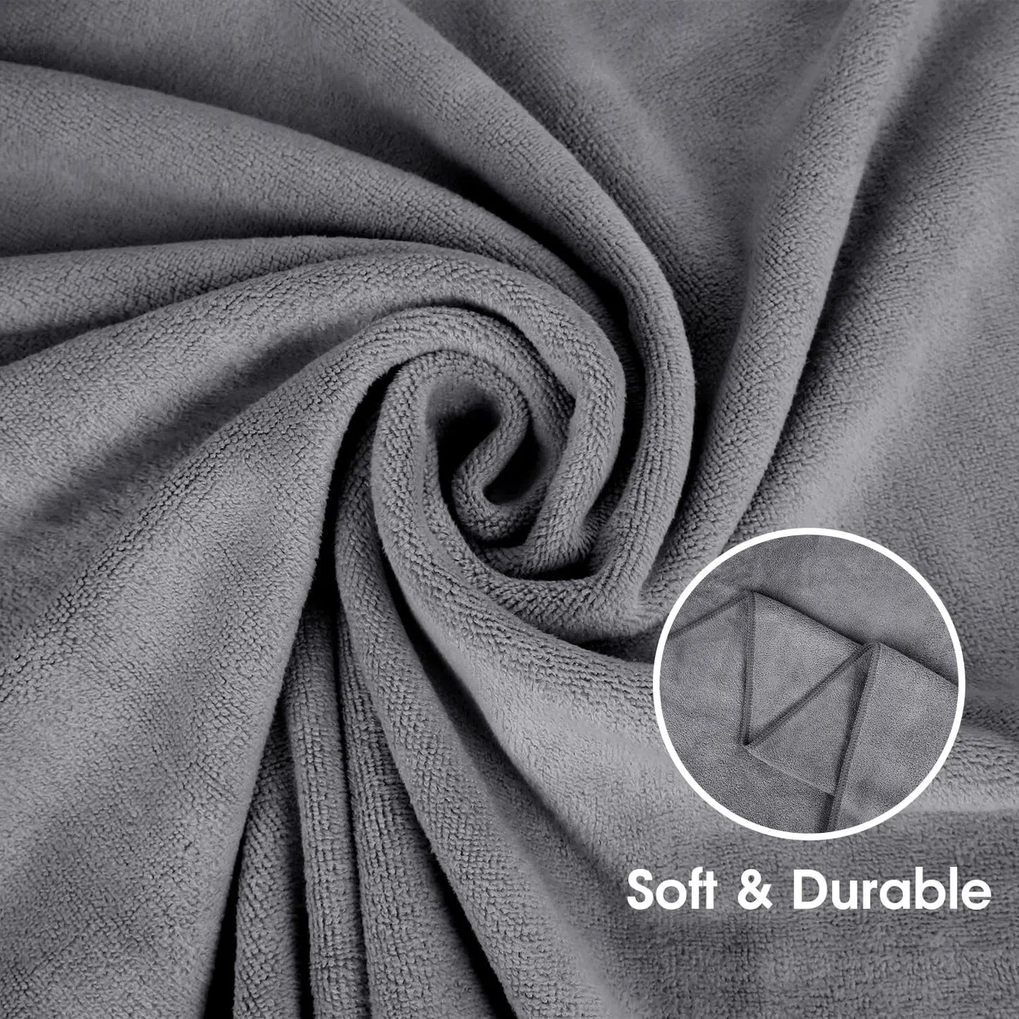 4pcs Coral Fleece Towel Set – XL Bath Towel, Hand Towel, Washcloth & Hair Drying Cap