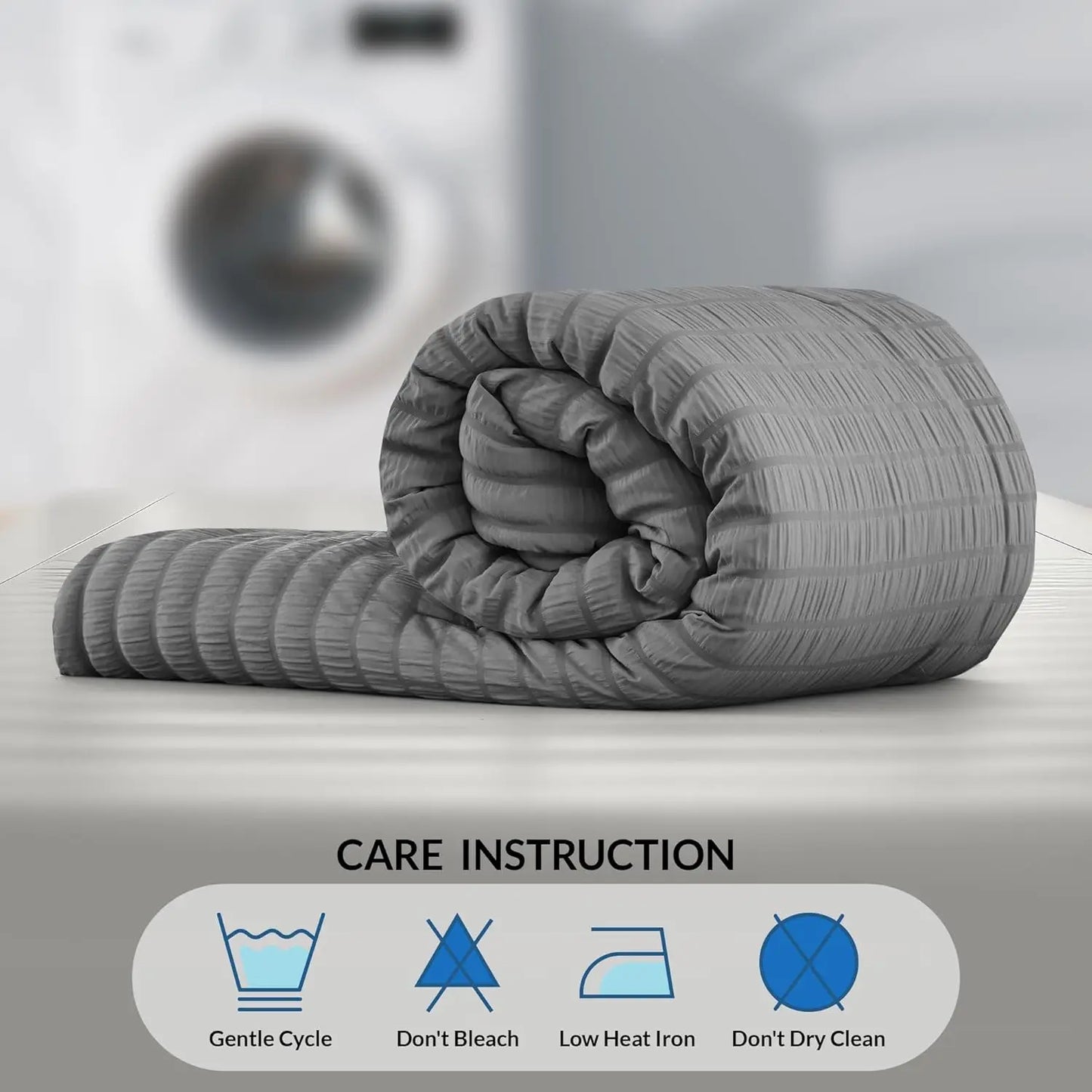 Lux Décor 10-Piece Seersucker Comforter Set – Lightweight, All-Season Bedding