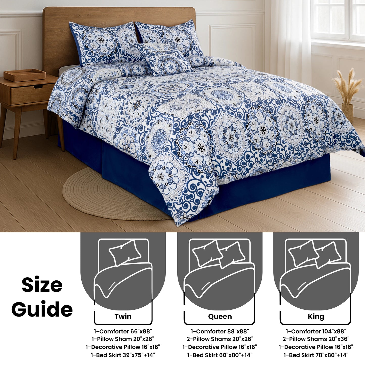Comforter Set – 5-Piece Microfiber, Lightweight & Machine Washable