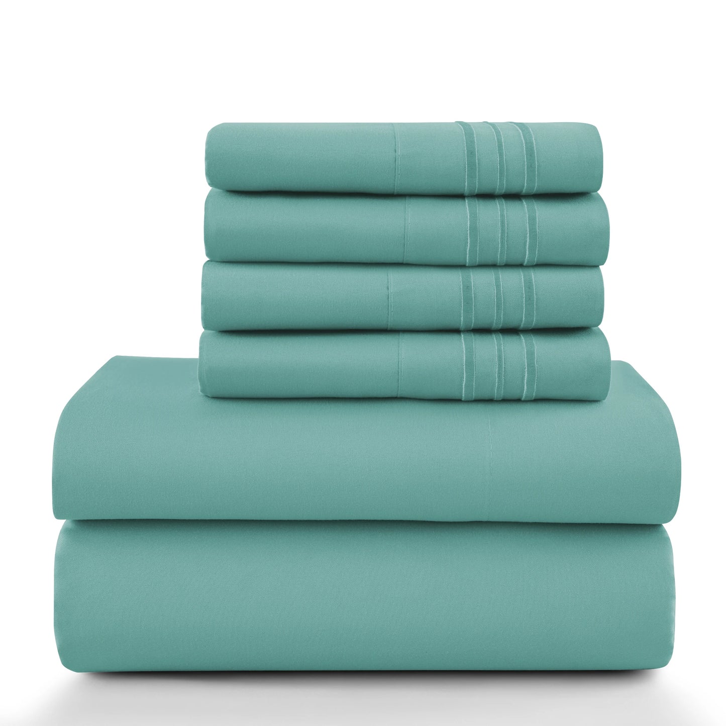 6-Piece Solid Sheet Set Brushed Microfiber Deep Pocket Fitted Sheet with Pillowcases