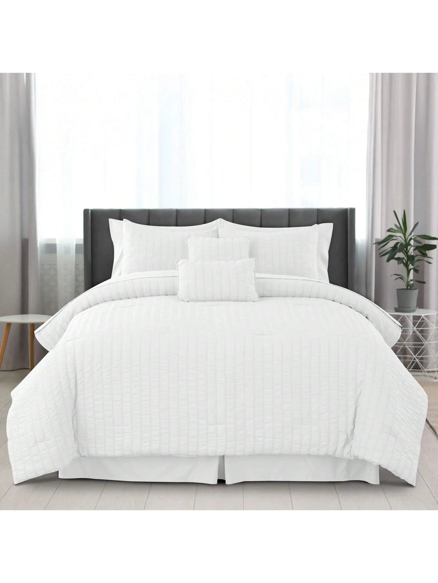 Seersucker 10-Piece Lightweight Comforter Set with Sheets