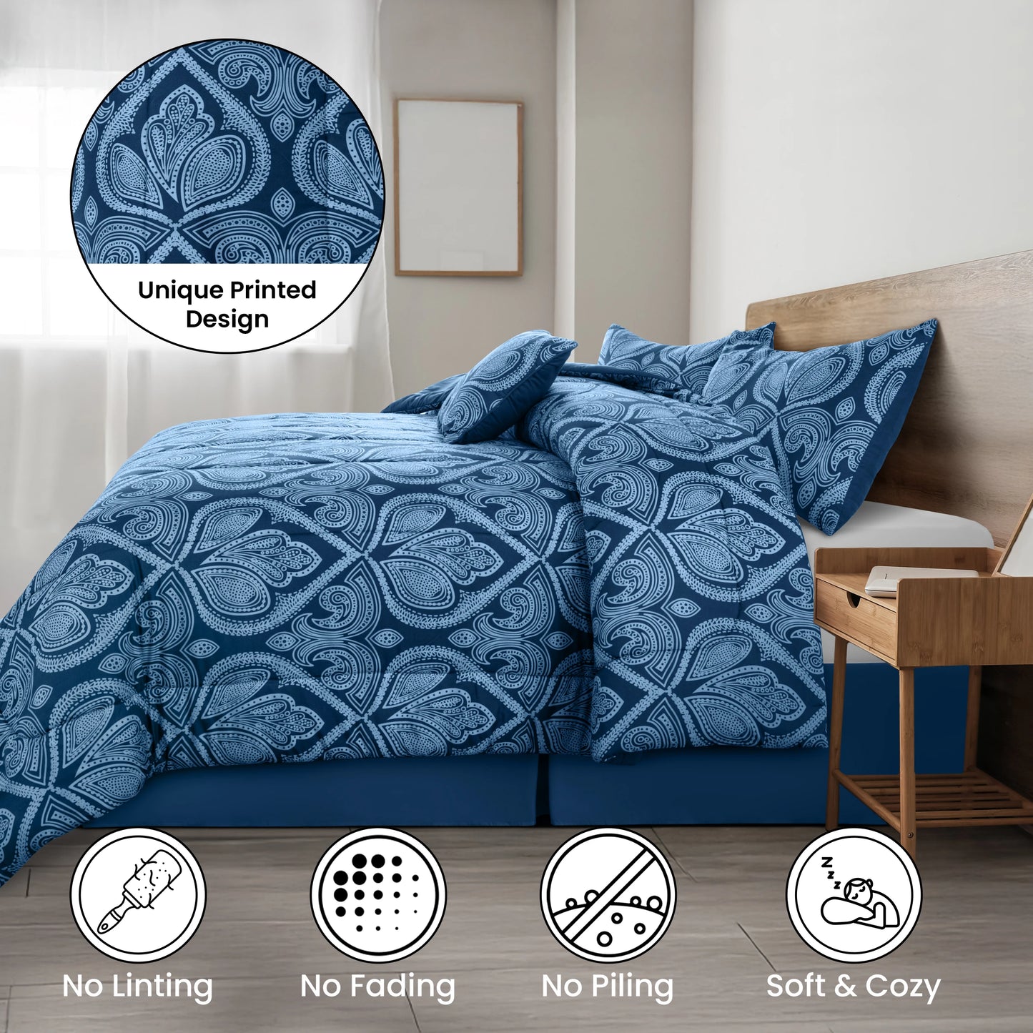 Comforter Set – 5-Piece Microfiber, Lightweight & Machine Washable