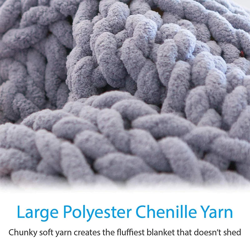 Chunky Knit Blanket – Handmade Chenille, Thick & Cozy Sofa Throw
