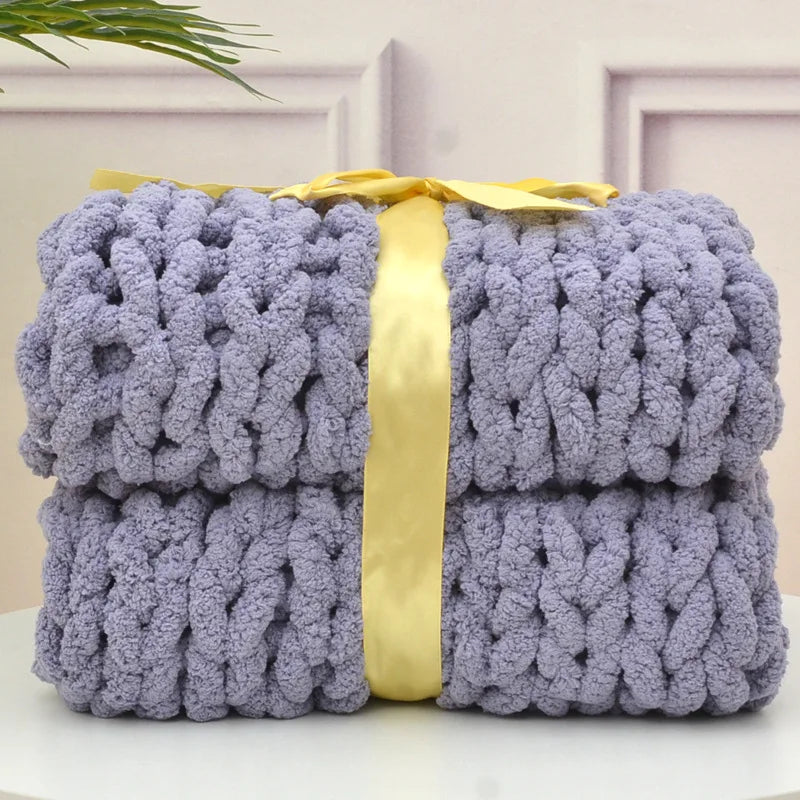 Chunky Knit Blanket – Handmade Chenille, Thick & Cozy Sofa Throw