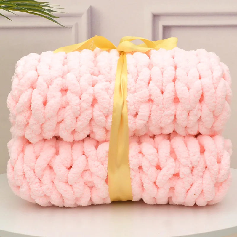 Chunky Knit Blanket – Handmade Chenille, Thick & Cozy Sofa Throw