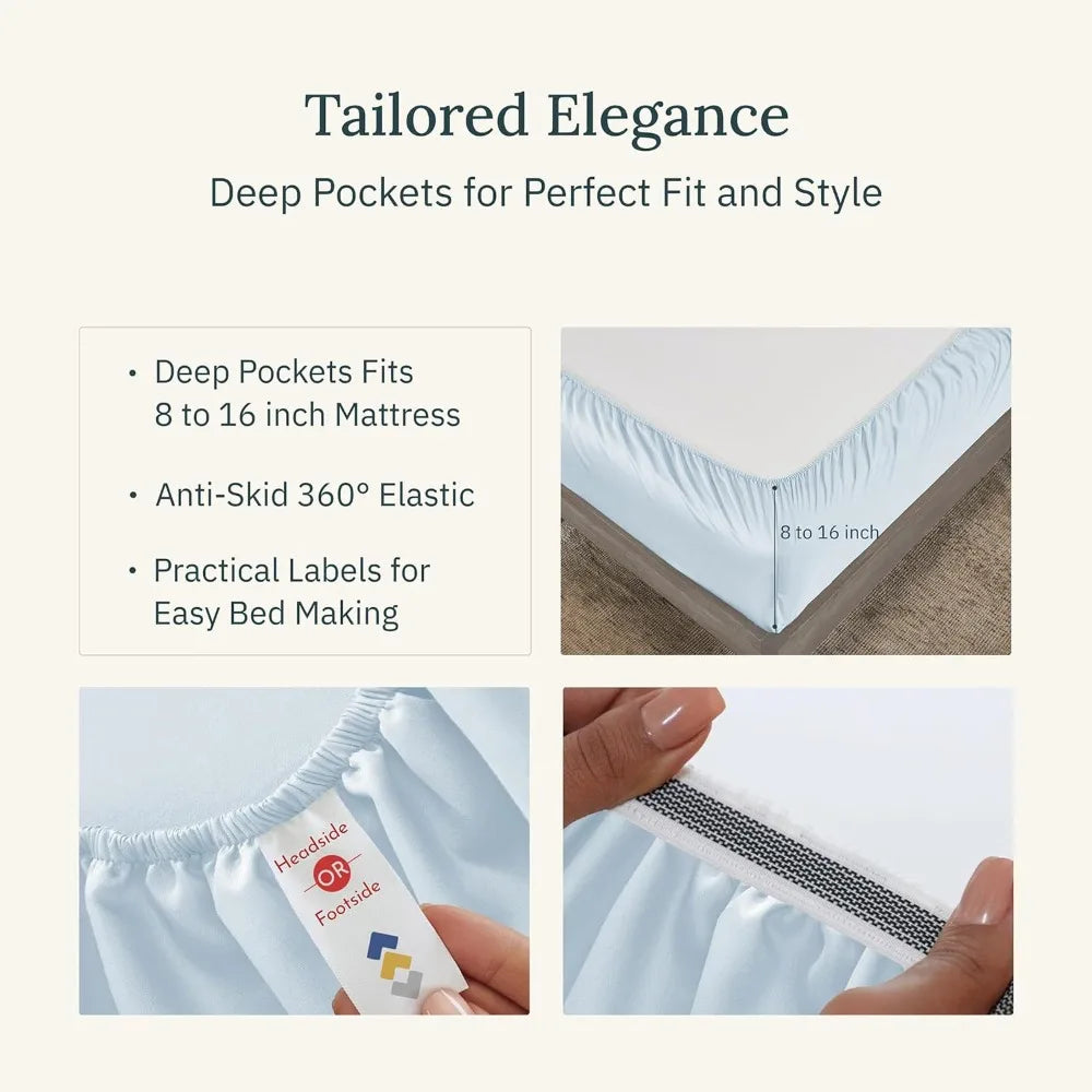 Queen Egyptian Cotton Sateen Sheet Set – Deep Pocket Bedding