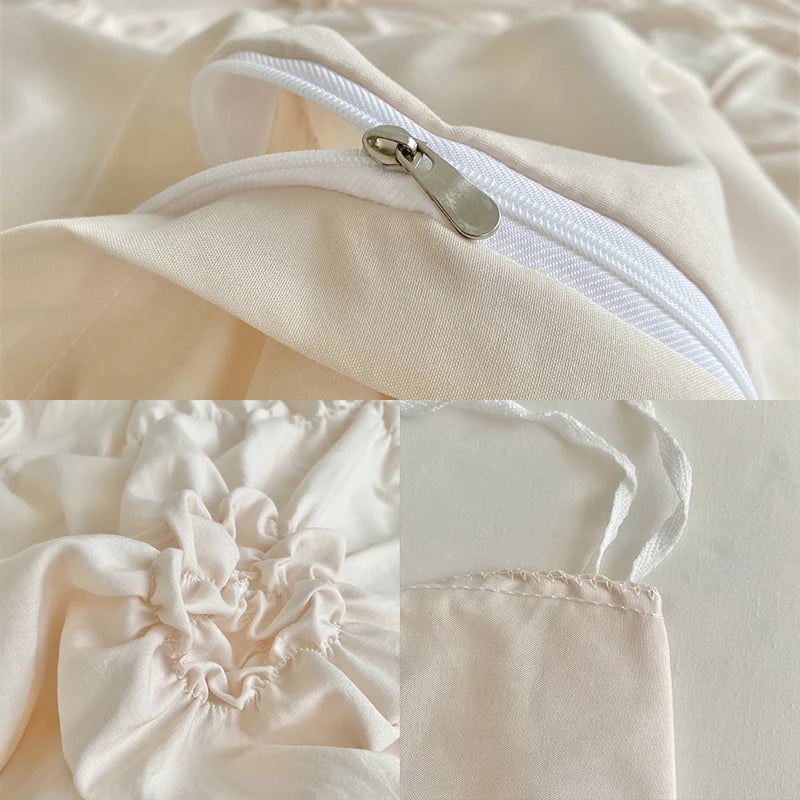 Solid Color Quilted Duvet Cover Set | 3-Piece Ultra-Soft Polyester Bedding | Lightweight, Durable & Machine Washable