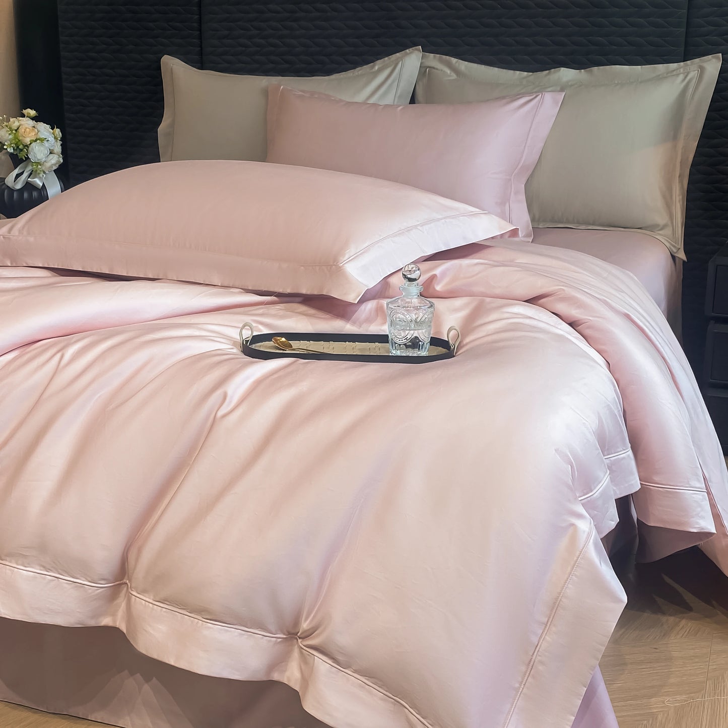 4-Piece 100% Cotton Bedding Set – High-End Hotel Duvet Cover, Solid Color