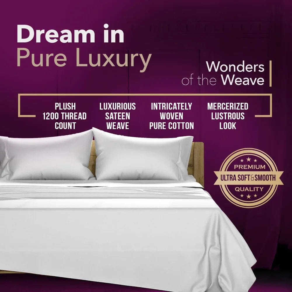 Luxury 100% Egyptian Cotton Sheet Set – 4 Piece King Size (Light Grey)