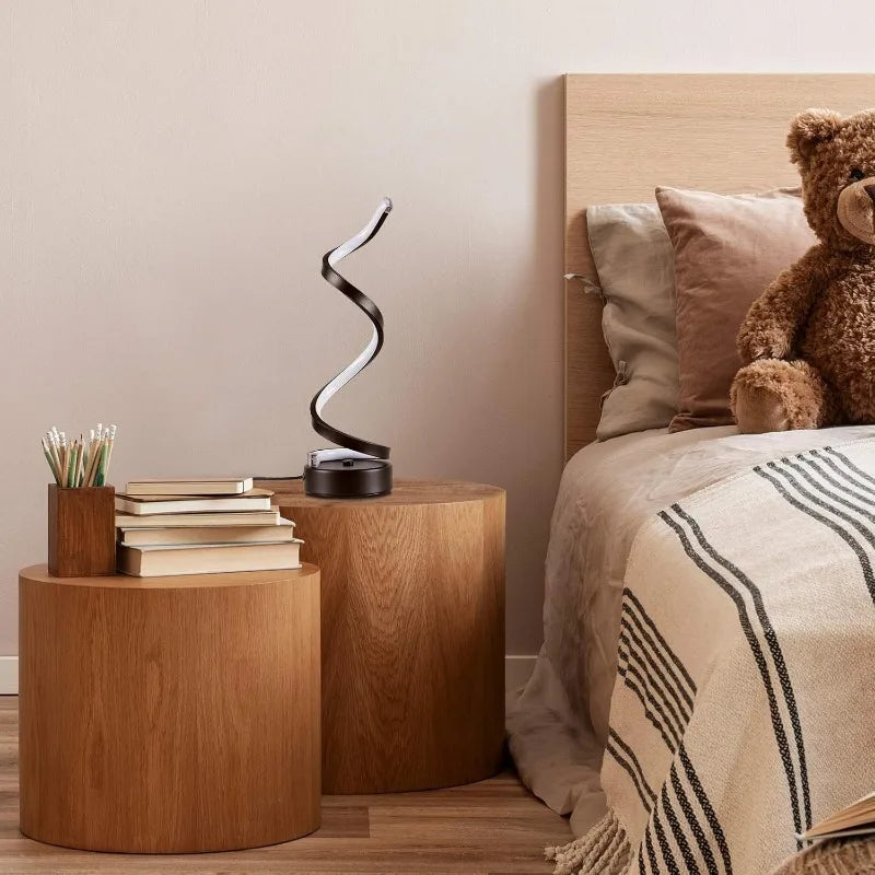 Modern Spiral LED Table Lamp – Dimmable Minimalist Desk & Bedside Light