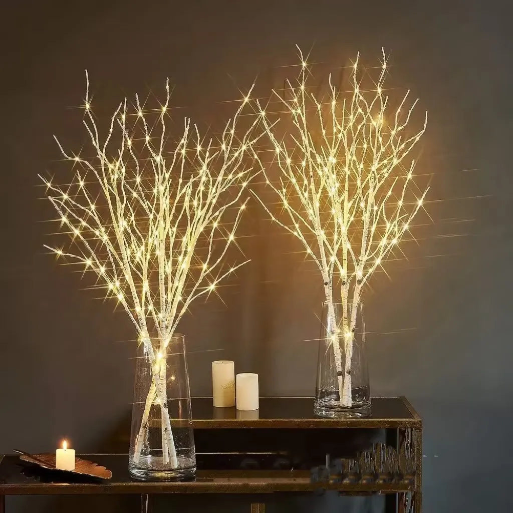 1 PC White Birch Branch LED Lights – Battery Operated Festive Twig Lights for Christmas, Party Decoration