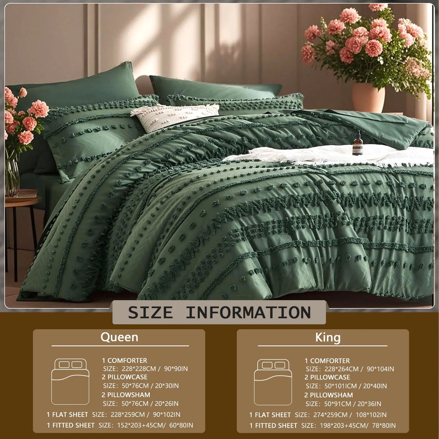 7-Piece Tufted Comforter Set – Soft & Cozy Queen Bedding 🛏️✨