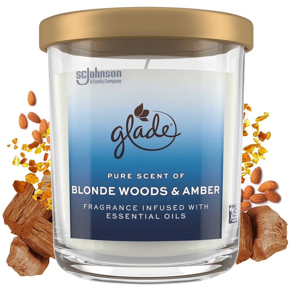 🕯️ Blonde Woods & Amber Candle – Long Burn Scented Jar Candle | Amber & Wood Fragrance, 85h Burn | Aromatherapy Home Décor Gift