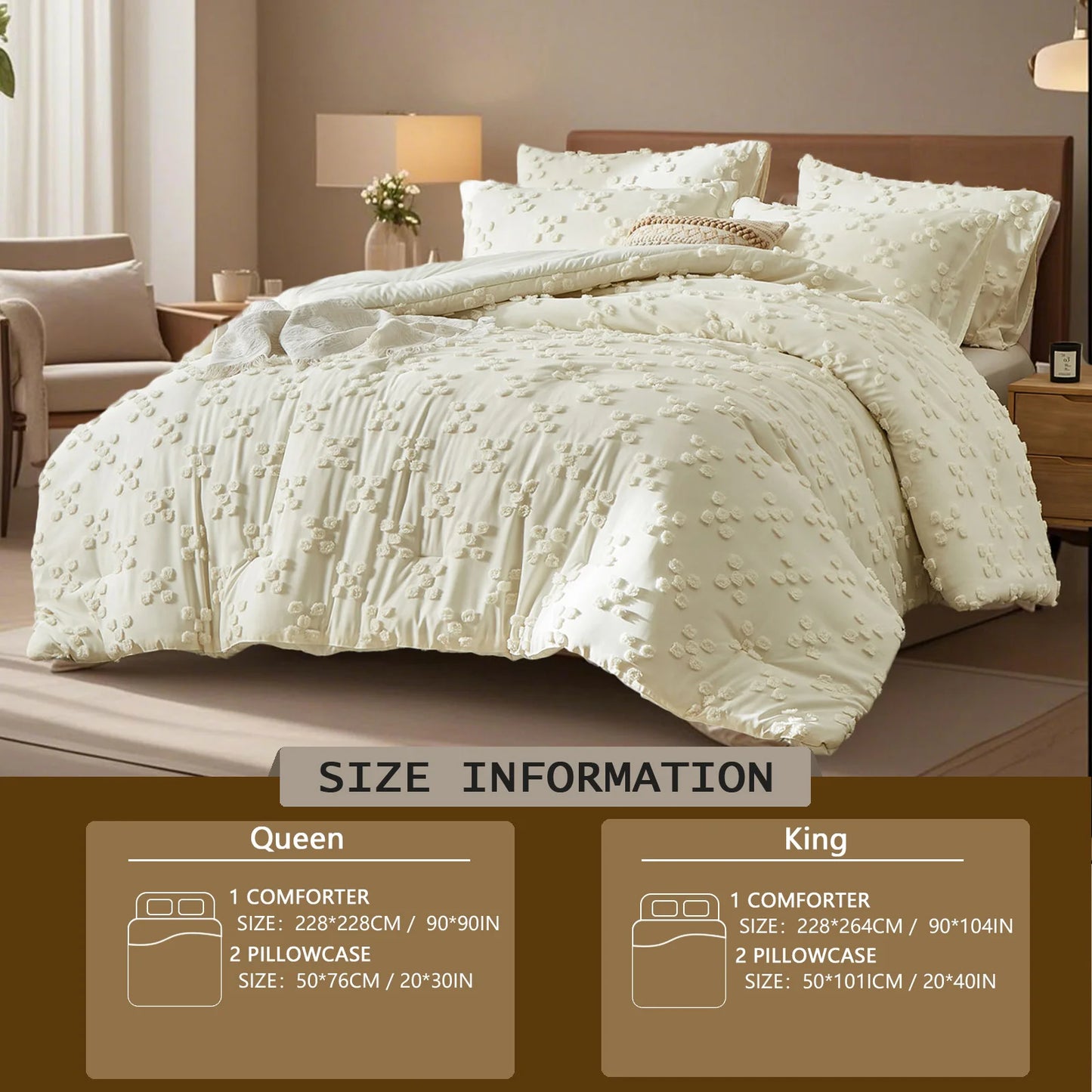Tufted Comforter Set – 3-Piece Ultra-Soft Microfiber Bedding