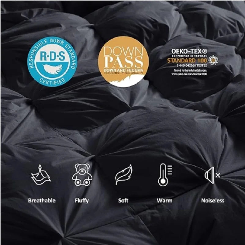 Luxury Goose Down Comforter – California King, All-Season with Pinch Pleats