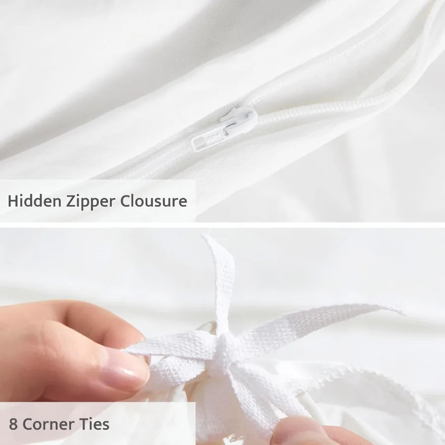 White Queen Duvet Cover Set – Soft & Breathable 3-Piece Bedding 🛏️✨