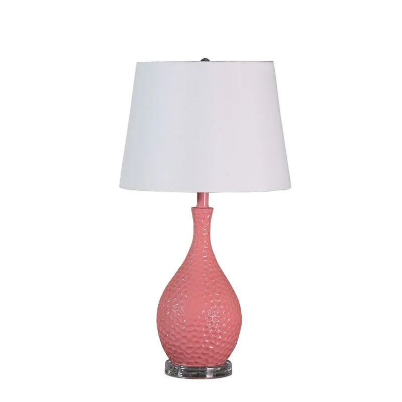 28-Inch Pink Table Lamp – Mid-Century Modern Resin Lamp with White Shade