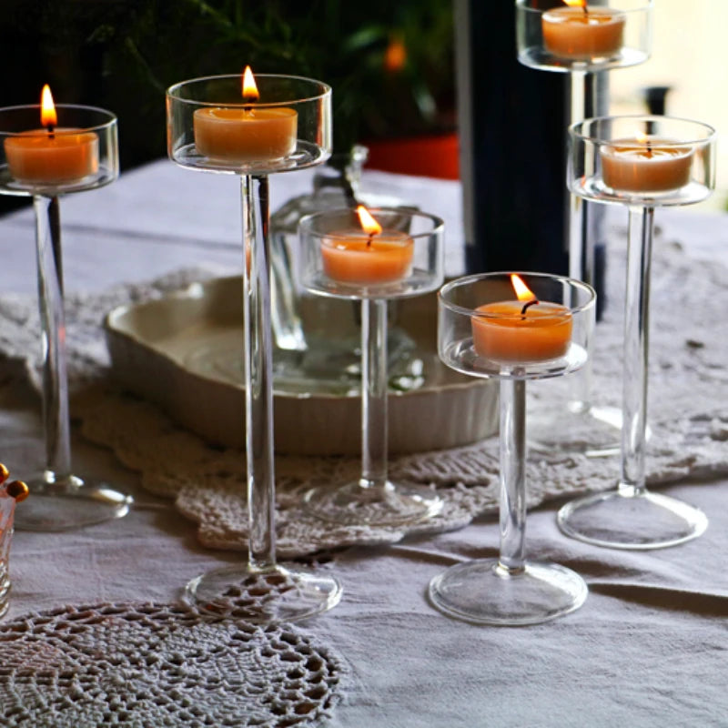 Set of Glass Tealight Candle Holders – Elegant Crystal Decor