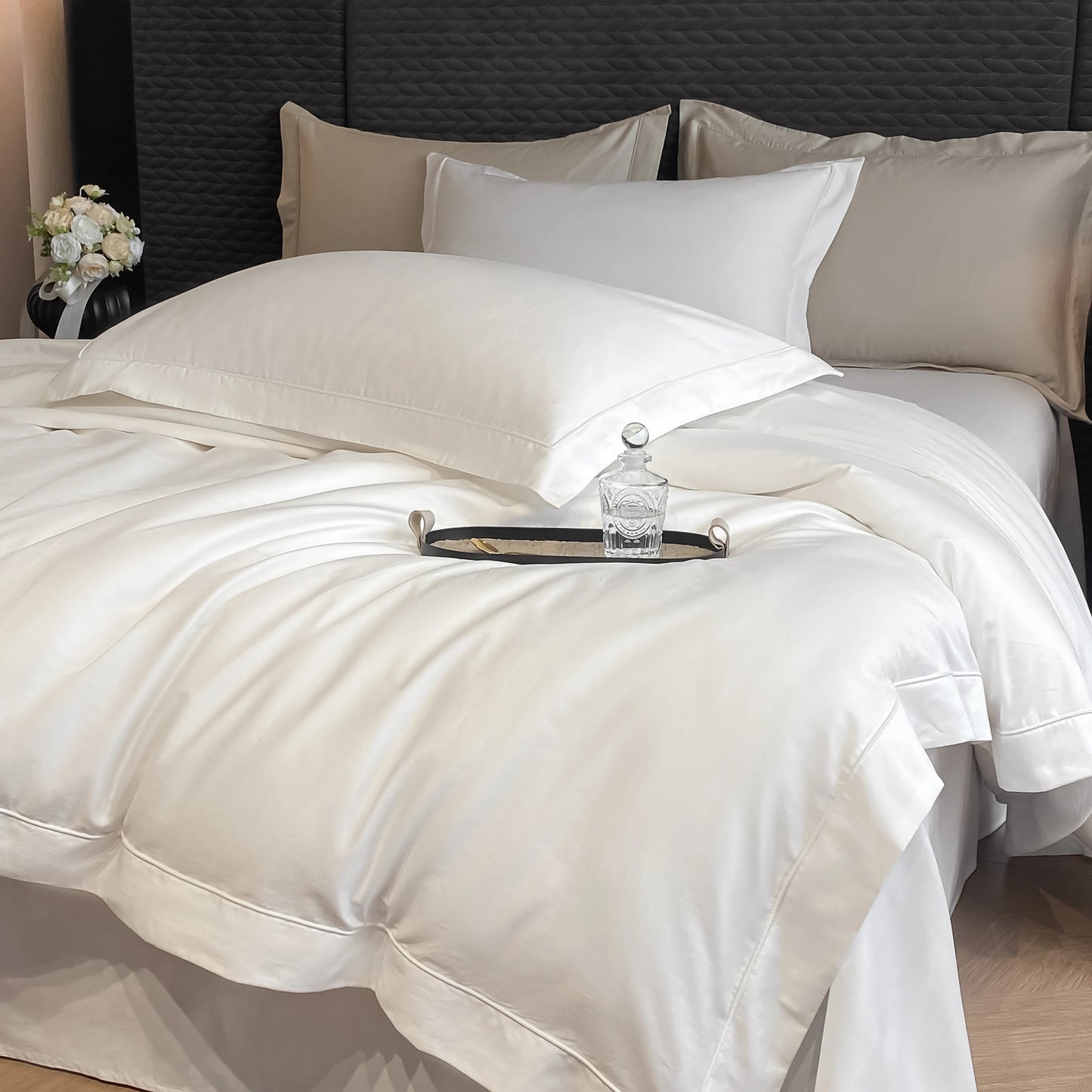 4-Piece 100% Cotton Bedding Set – High-End Hotel Duvet Cover, Solid Color