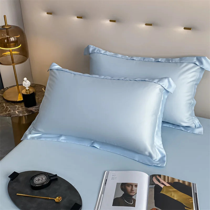 Luxury 100% Bamboo Fiber Bed Sheet | Ultra Soft Cooling Flat Sheet & Pillowcases | Breathable Silky Bedding