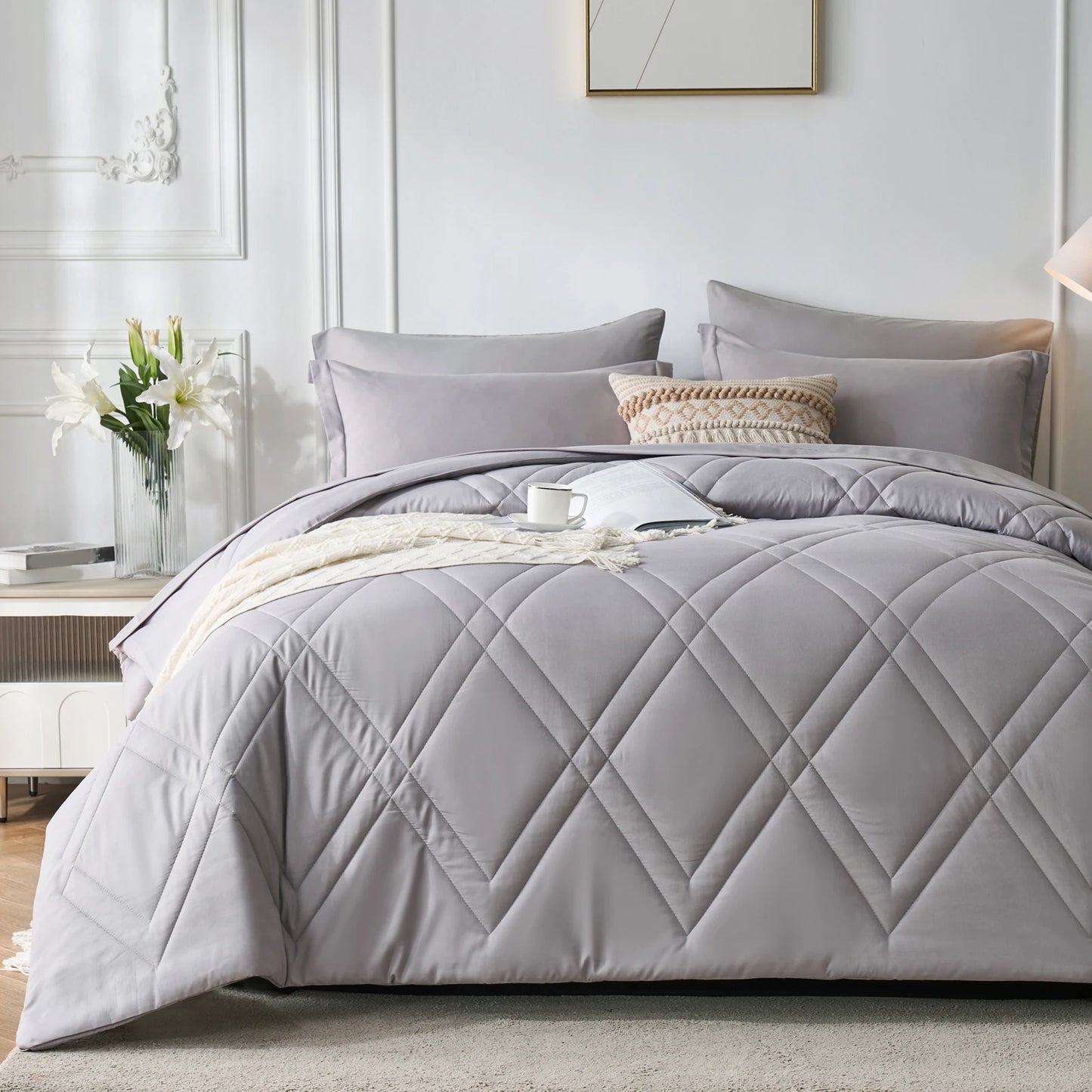 7-Piece Solid Comforter Set – Soft, Comfortable, All-Season Bedding