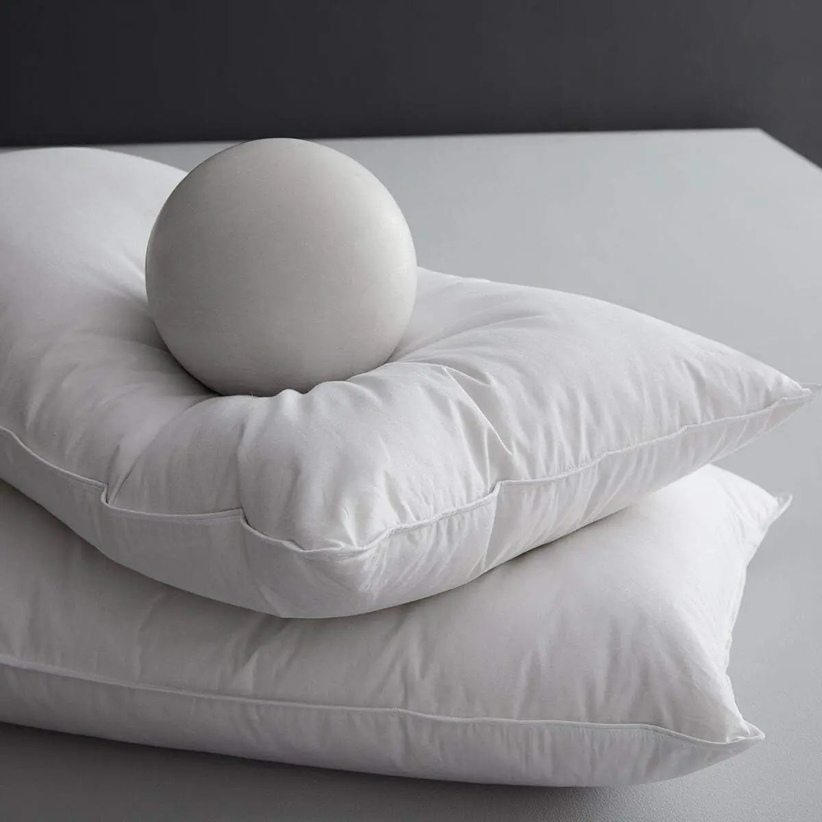 Pillow Set – 90% Grey Duck Feathers & 10% Down, Medium Firm, 100% Cotton Cover