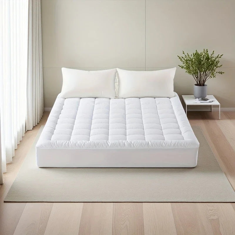 Luxury Mattress Topper – Quilted Cooling Bed Pad with Down Alternative Fill & Ergonomic Support