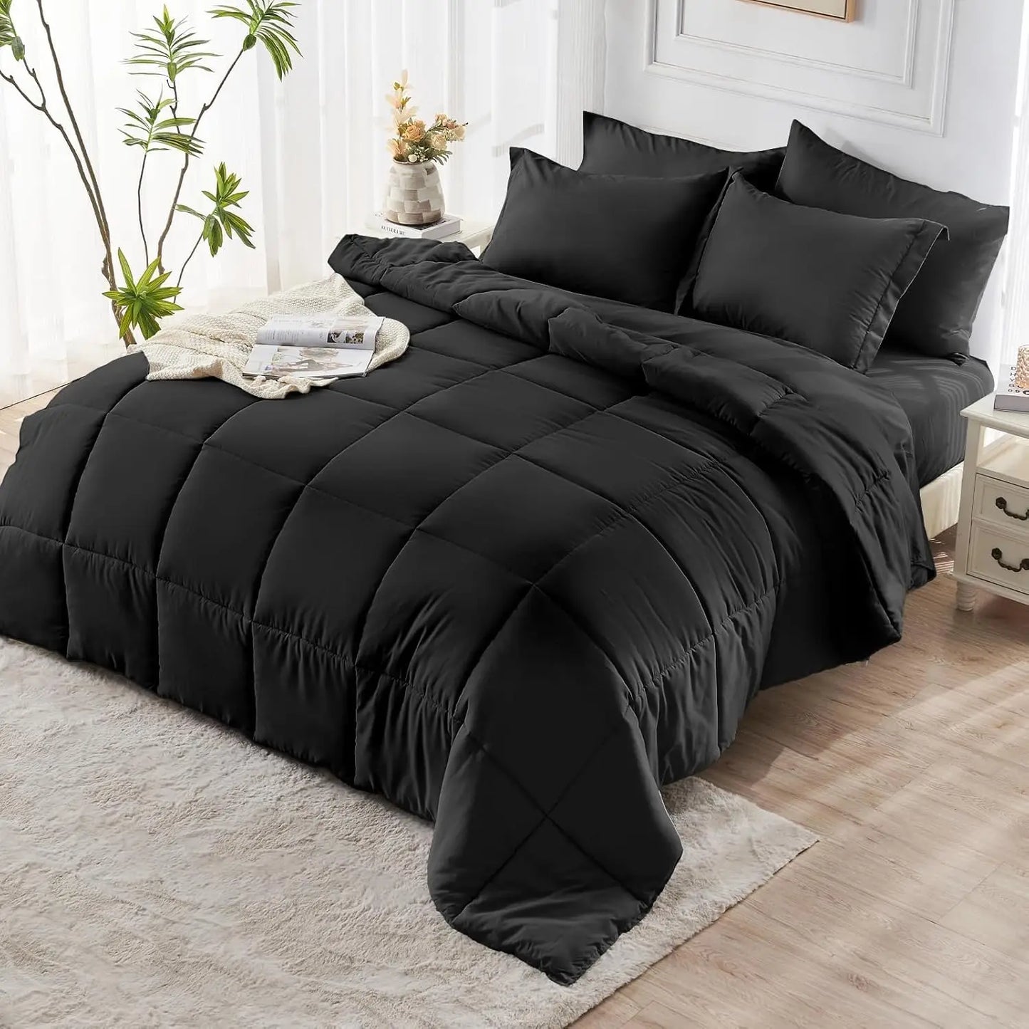 Reversible Comforter Set – Queen/King, All-Season Bedding with Soft Comforter & Pillow Shams