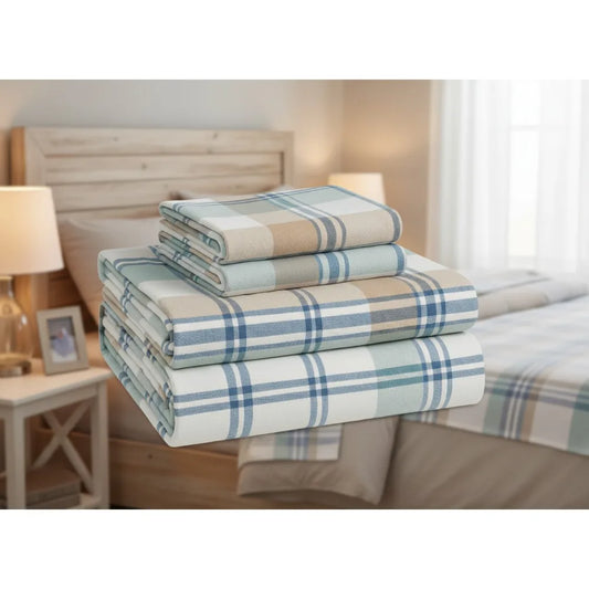 Queen Flannel Sheet Set – 100% Cotton, Brushed Soft, Warm Winter Bedding