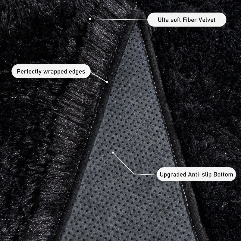 8x10 Ultra Soft Black Shag Area Rug – Plush Fluffy Carpet Home Décor