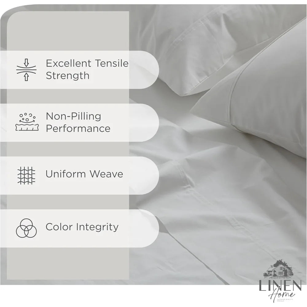 California King 100% Cotton Percale Sheet Set – Crisp, Breathable, and Hotel-Quality Comfort
