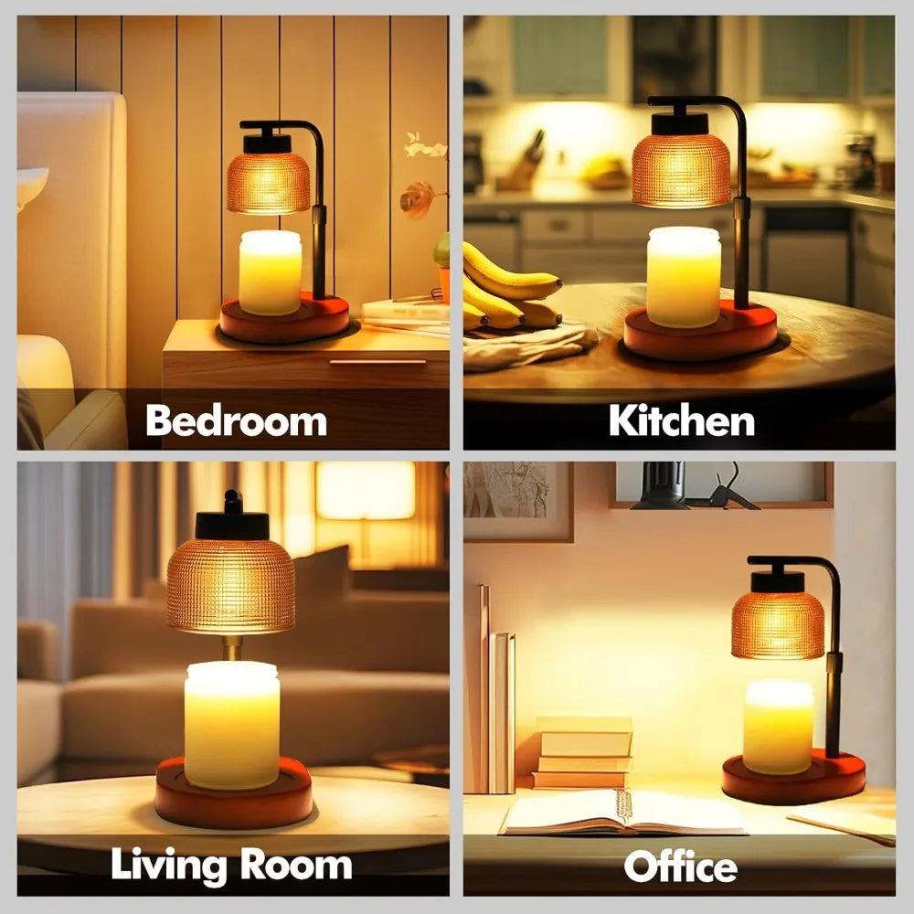 Candle Warmer Lamp with Timer – Adjustable, Dimmable Wood Base Lamp