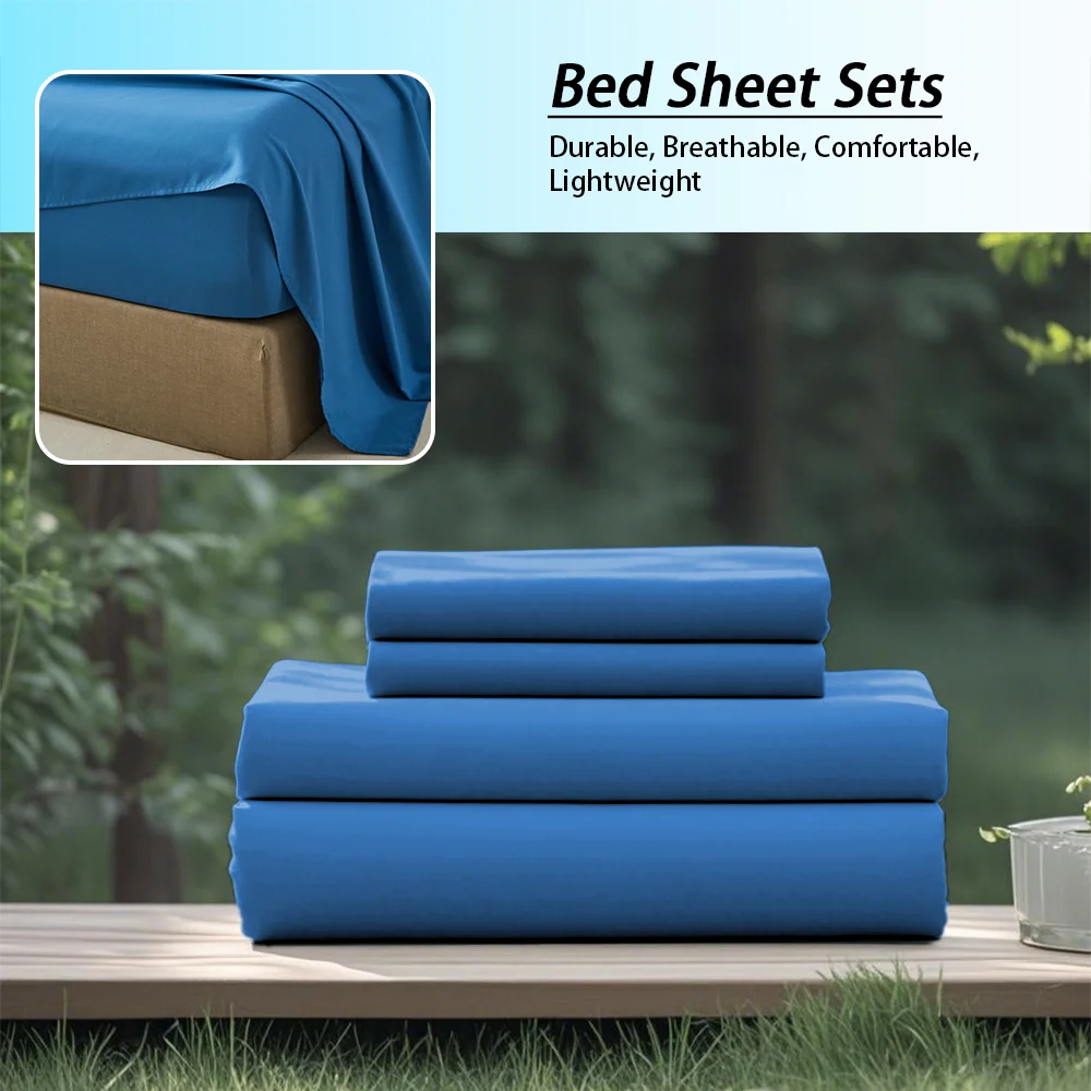 Soft Solid Color Bedding Set 3/4Pcs – All-Season Comfort with Fitted Sheet, Flat Sheet & Pillowcases