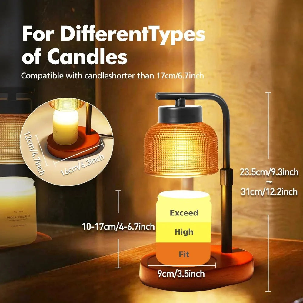 Candle Warmer Lamp with Timer – Adjustable, Dimmable Wood Base Lamp