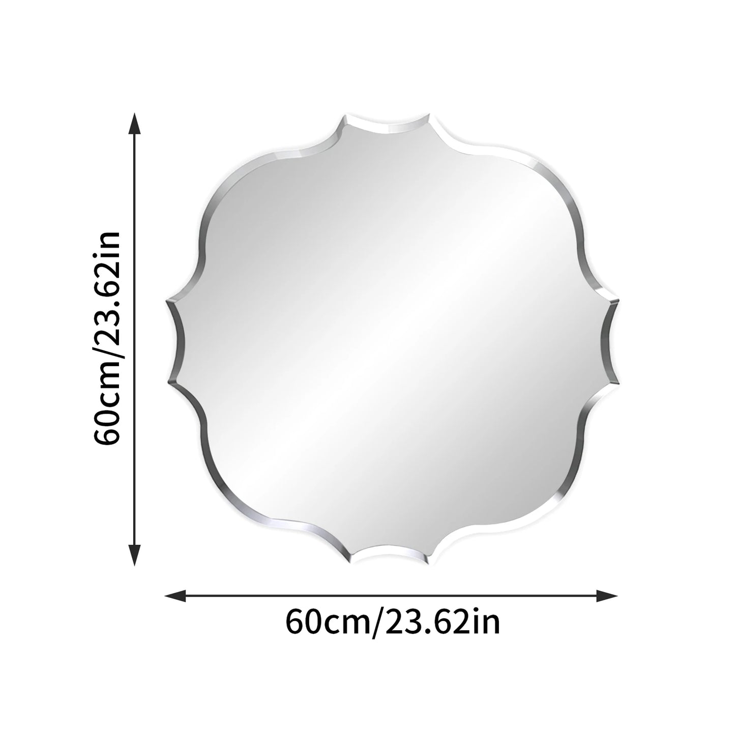 Simplity Beveled Irregular Wall Mirror – Frameless Modern Glass Mirror for Bathroom, Living Room, or Entryway