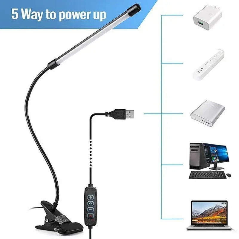 LED Clip-On Desk Lamp – Eye Protection Reading Light for Study & Bedroom