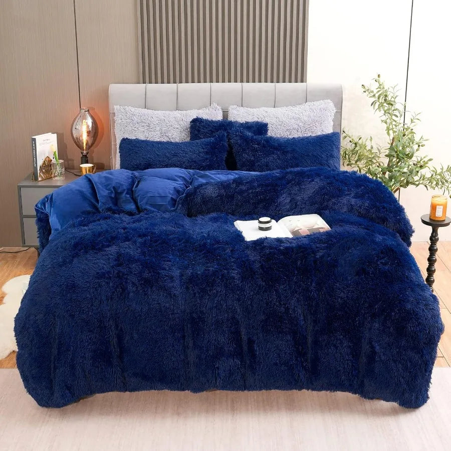 Luxury Velvet Twin Comforter Cover Set – Ultra-Soft 3-Piece Plush Duvet Cover with Zipper Closure