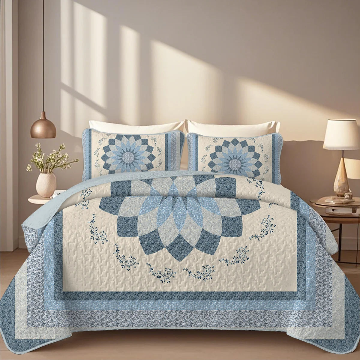🛏️ Luxury Printed Microfiber Quilt Set | Soft Lightweight Bedspread with Pillowcases | Durable All-Season Bedding