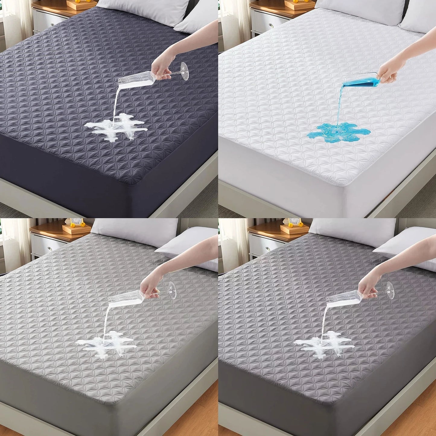 Waterproof Mattress Protector Soft Breathable Noiseless Deep Pocket Dirt-Proof Washable