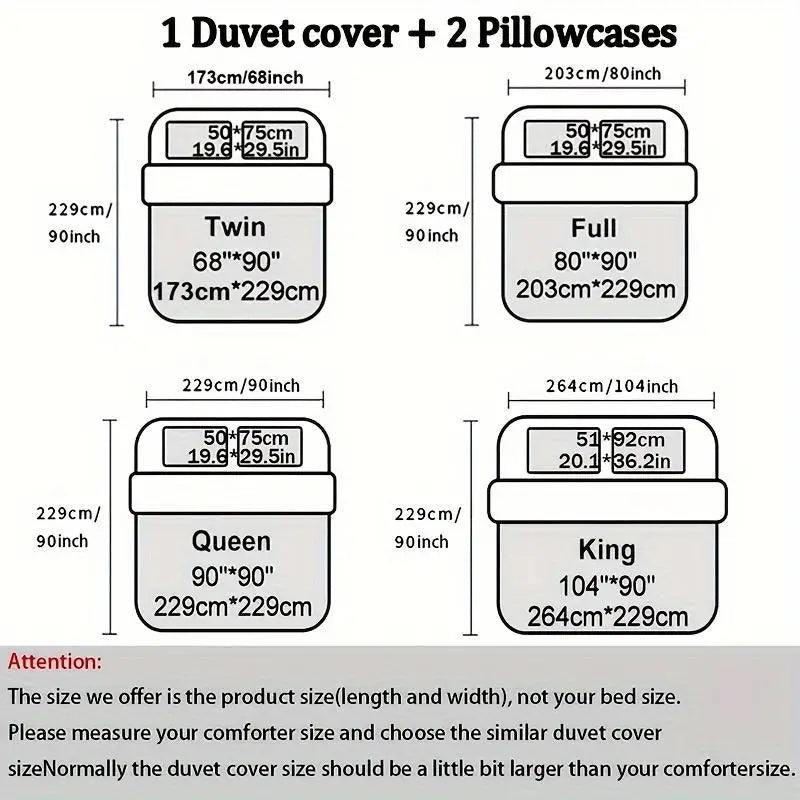 3-Piece Bohemian Plaid Duvet Cover Set, Soft Polyester