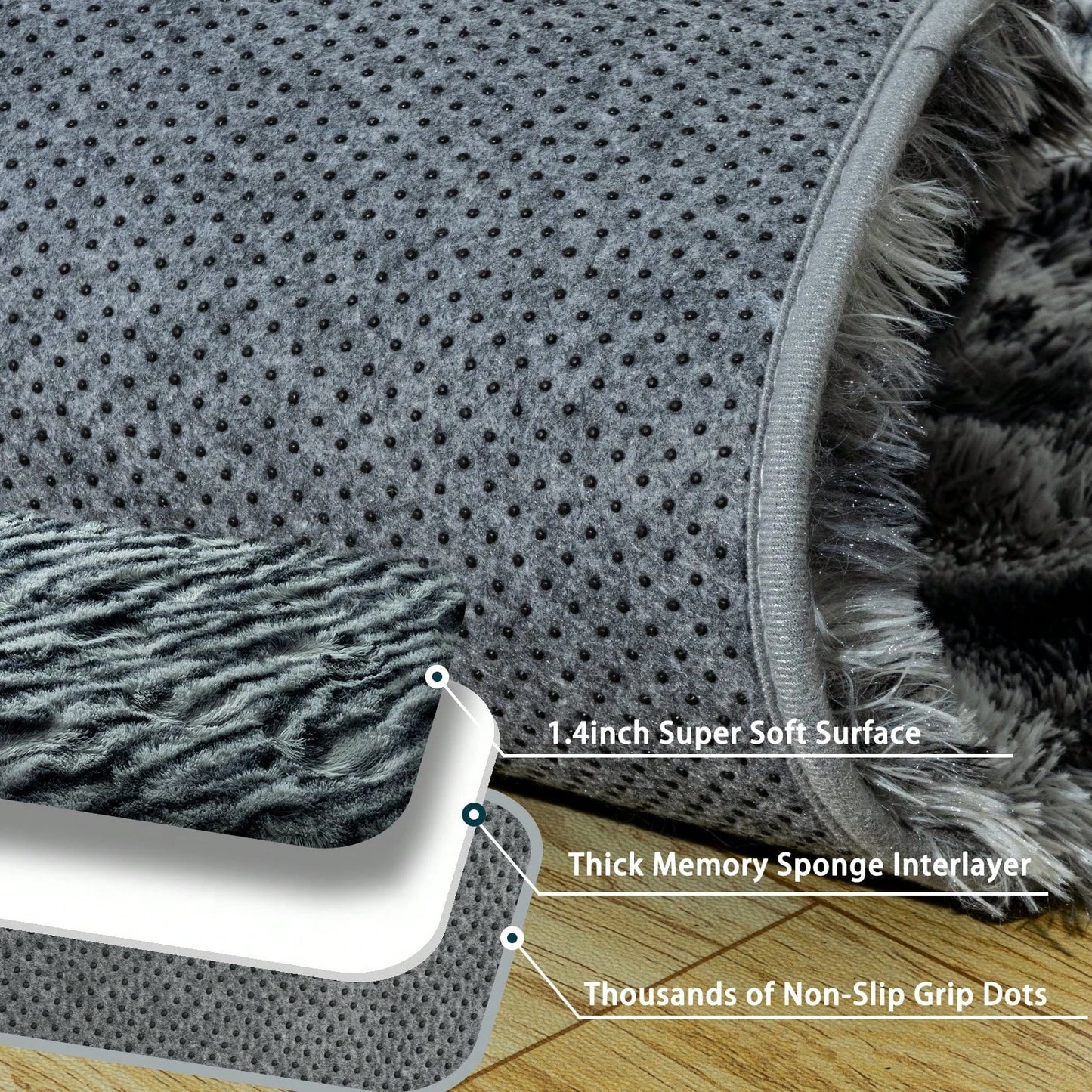 Fluffy Long Shag Zebra Print Rug – Super Soft Plush Area Rug, Washable & Stylish