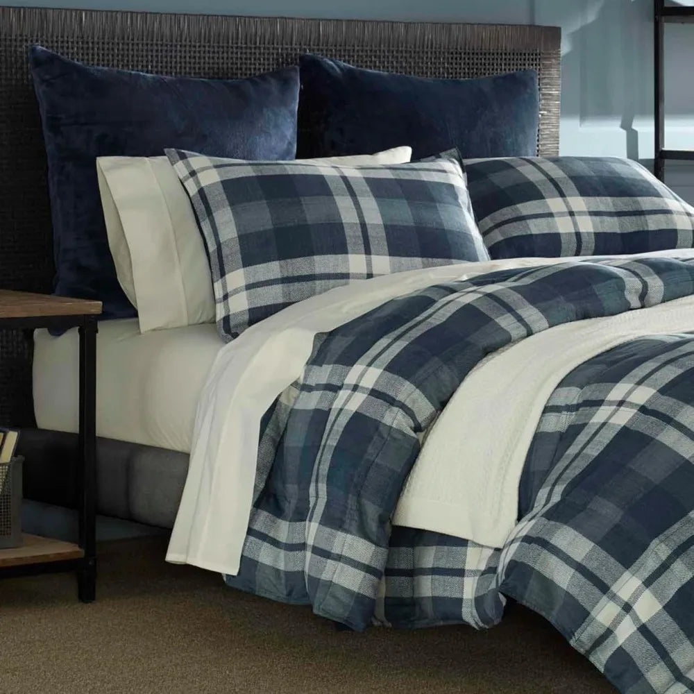 Reversible Queen Comforter Set – Plaid Micro Suede Bedding with Matching Pillow Shams, Ultra-Soft
