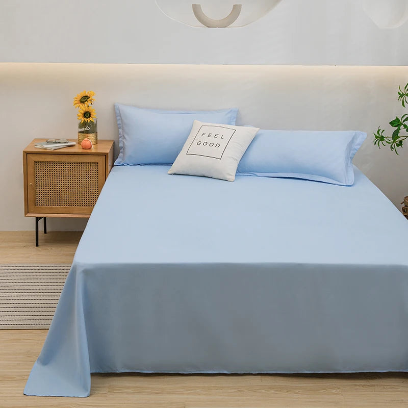 Soft Polyester Flat Bed Sheet | Breathable, Skin-Friendly & Fade-Resistant Bedding