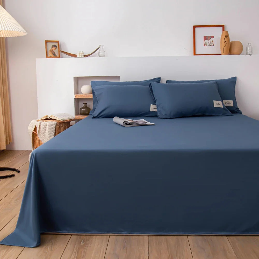 Soft Polyester Flat Bed Sheet | Breathable, Skin-Friendly & Fade-Resistant Bedding