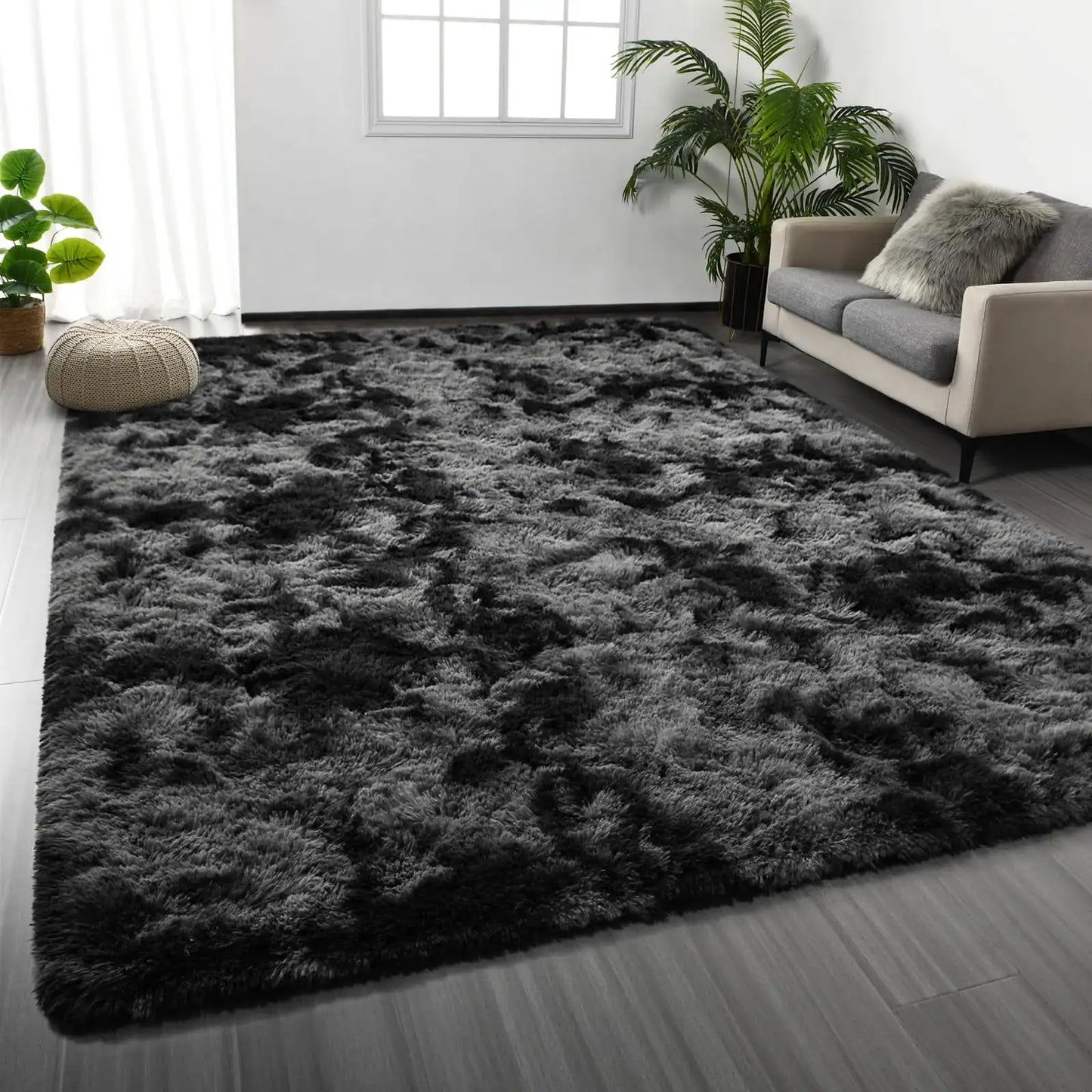 Area Rug Living Room 5x8ft Ultra Shag Fluffy Soft Fuzzy Non-Slip Carpet Mat