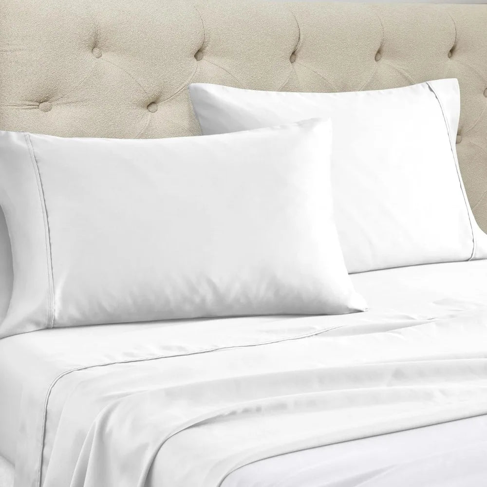 Luxury Cotton-Rich Sateen Sheet Set – 1500 Thread Count, King Size (White)
