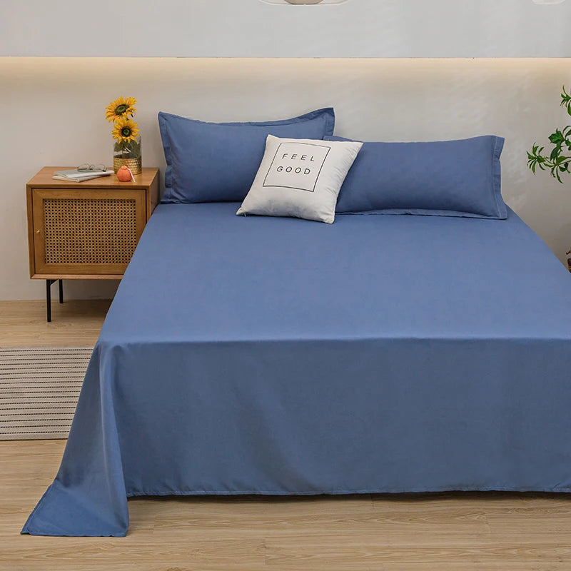 Soft Polyester Flat Bed Sheet | Breathable, Skin-Friendly & Fade-Resistant Bedding